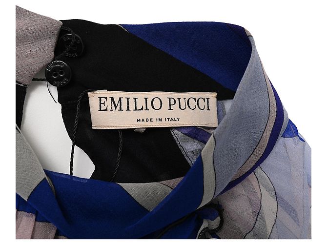 Camicetta con volant Emilio Pucci con stampa astratta in seta multicolore Blu Blu chiaro - vista 5