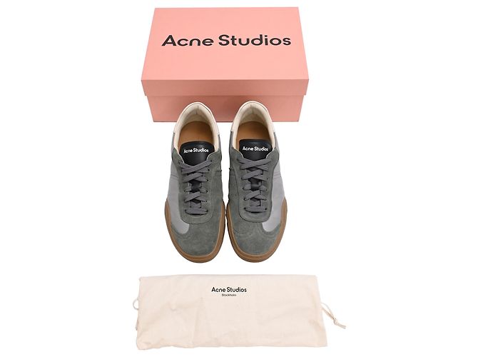 Sneakers basse Bars di Acne Studios in pelle e scamosciato grigio - vista 10