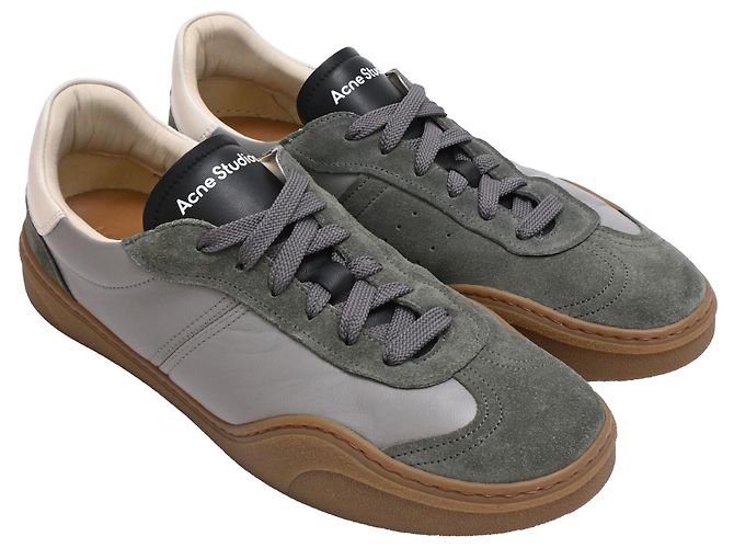 Sneakers basse Bars di Acne Studios in pelle e scamosciato grigio - vista 4