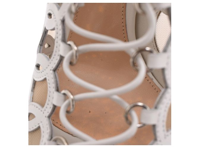 Sandali con tacco Gianvito Rossi Cutout Lace-Up in pelle bianca Bianco Crudo - vista 14