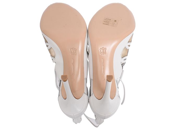 Sandali con tacco Gianvito Rossi Cutout Lace-Up in pelle bianca Bianco Crudo - vista 6