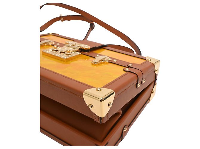 Borsa a tracolla Louis Vuitton Petite Malle V in madreperla gialla - vista 19