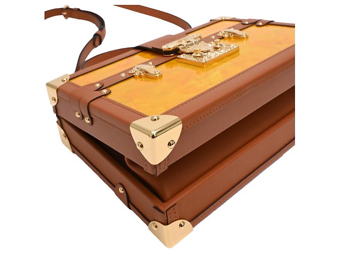 Borsa a tracolla Louis Vuitton Petite Malle V in madreperla gialla - vista 20