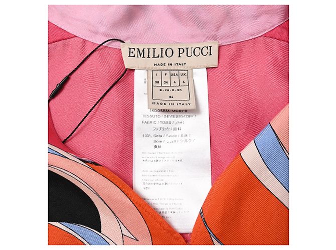 Camicetta senza maniche con collo a fiocco con stampa astratta Emilio Pucci in seta multicolore - vista 5
