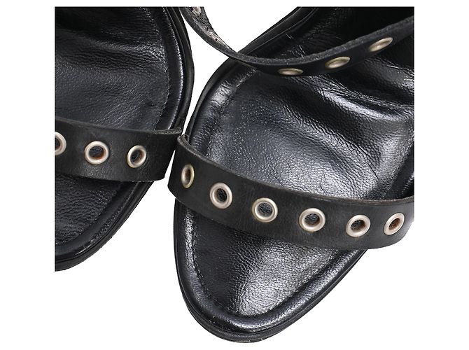 Sandali con tacco e cinturino alla caviglia con occhielli Manolo Blahnik in pelle nera Nero - vista 10