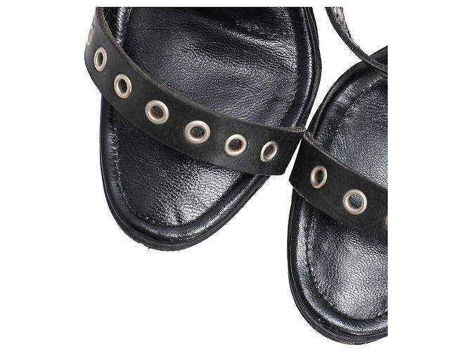Sandali con tacco e cinturino alla caviglia con occhielli Manolo Blahnik in pelle nera Nero - vista 11