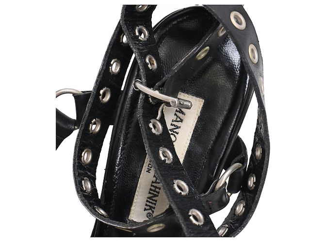 Sandali con tacco e cinturino alla caviglia con occhielli Manolo Blahnik in pelle nera Nero - vista 12