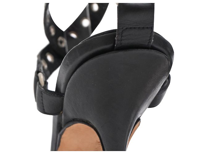 Sandali con tacco e cinturino alla caviglia con occhielli Manolo Blahnik in pelle nera Nero - vista 19