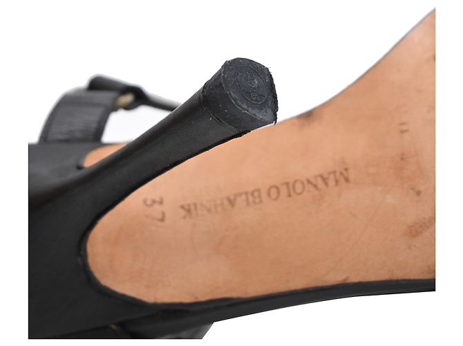 Sandali con tacco e cinturino alla caviglia con occhielli Manolo Blahnik in pelle nera Nero - vista 21