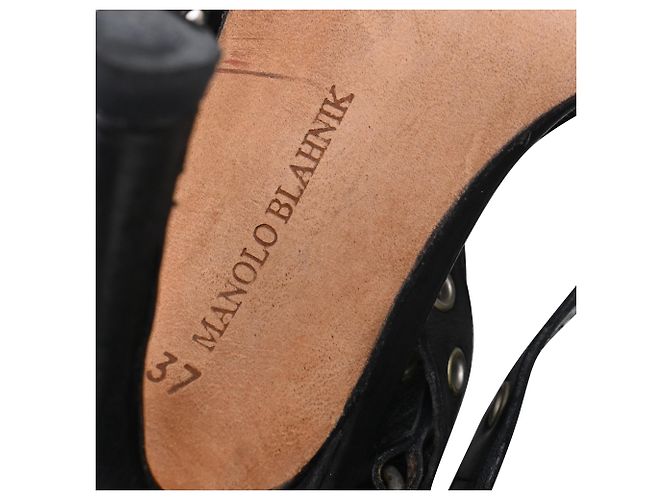 Sandali con tacco e cinturino alla caviglia con occhielli Manolo Blahnik in pelle nera Nero - vista 8