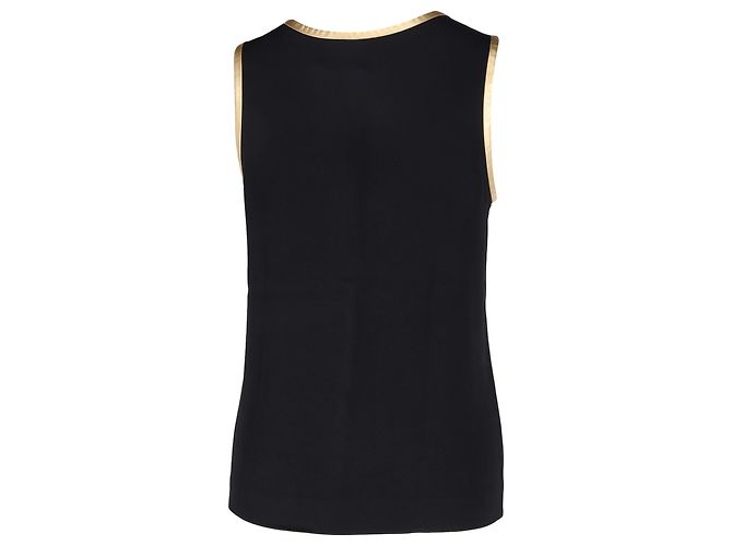Canotta Saint Laurent con scollo rotondo in chiffon nero - vista 2