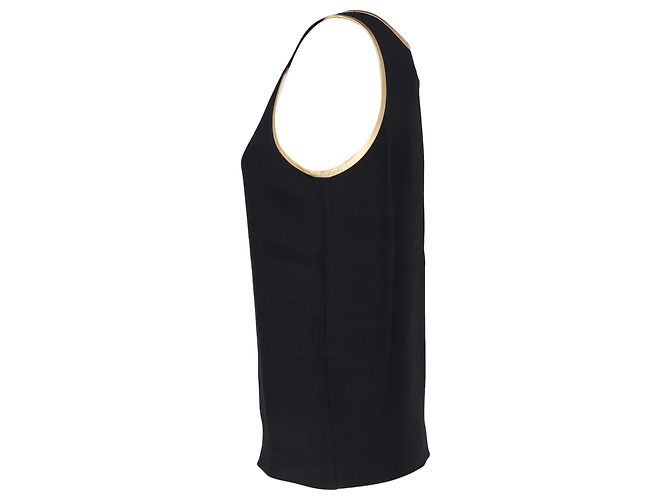 Canotta Saint Laurent con scollo rotondo in chiffon nero - vista 4