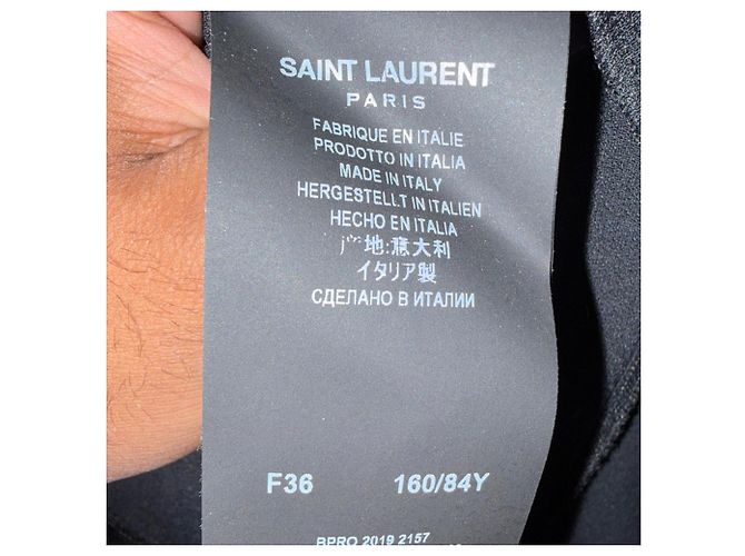 Canotta Saint Laurent con scollo rotondo in chiffon nero - vista 6