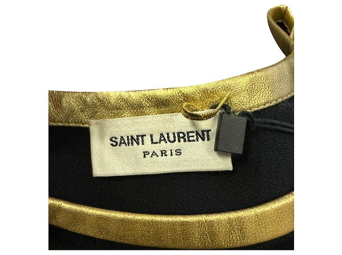 Canotta Saint Laurent con scollo rotondo in chiffon nero - vista 7