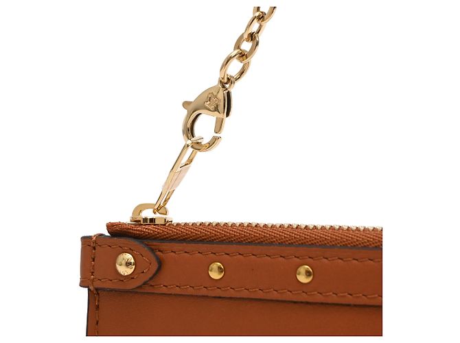 Borsa Louis Vuitton Mini Zipped Chain in pelle marrone Rosso - vista 7