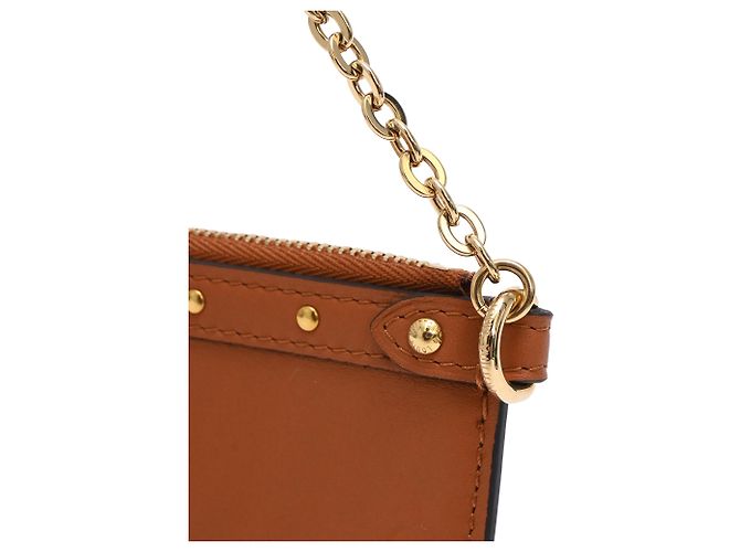 Borsa Louis Vuitton Mini Zipped Chain in pelle marrone Rosso - vista 9