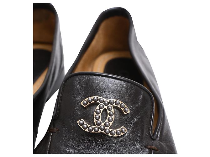 Timeless Mocassini Chanel CC decorati in pelle di vitello nera Nero - vista 12