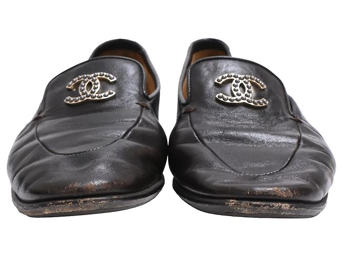 Timeless Mocassini Chanel CC decorati in pelle di vitello nera Nero - vista 5