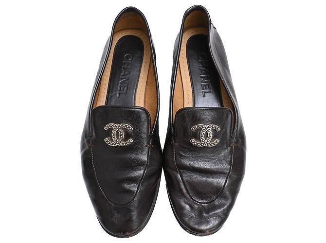 Timeless Mocassini Chanel CC decorati in pelle di vitello nera Nero - vista 8