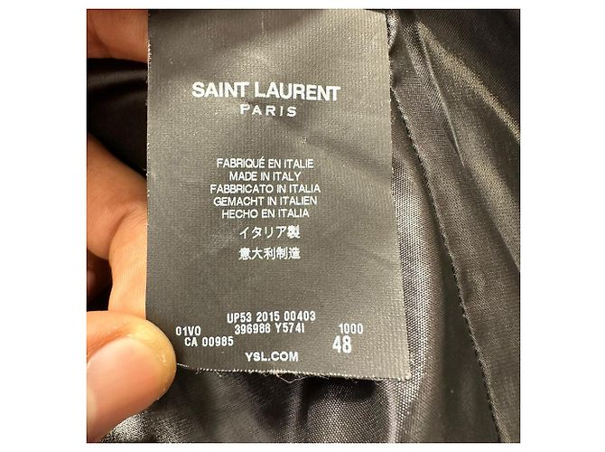 Saint Laurent Button-Down Padded Jacket in Black Polyamide - view 8