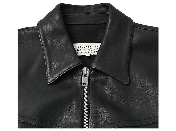 Maison Martin Margiela Giacca biker con zip Maison Margiela in pelle nera - vista 5