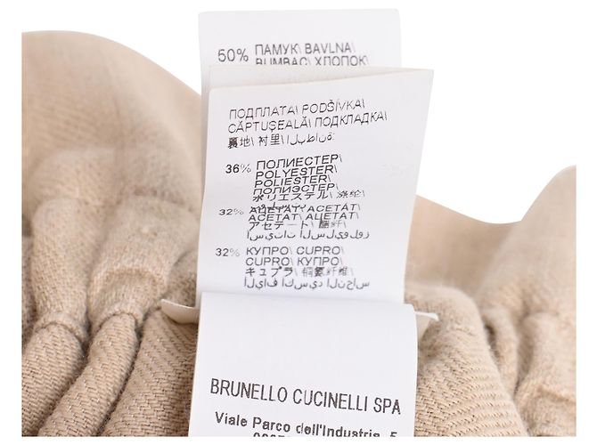 Calça cenoura com cinto Brunello Cucinelli em algodão bege - vista 11