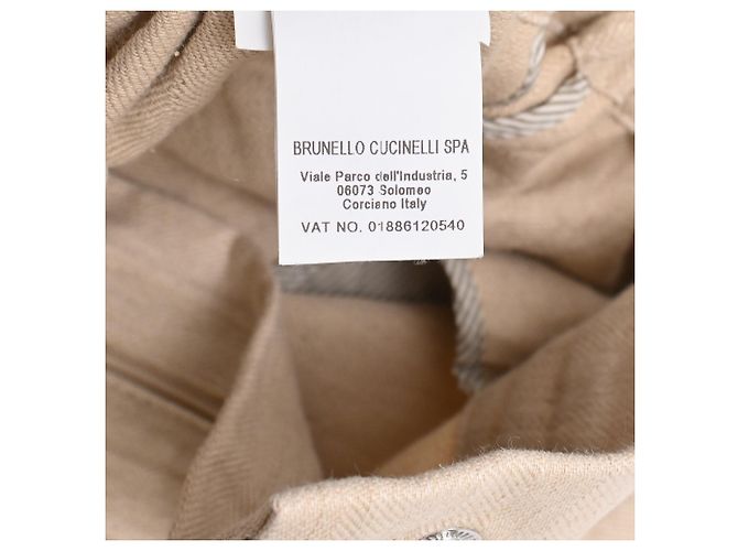 Calça cenoura com cinto Brunello Cucinelli em algodão bege - vista 12