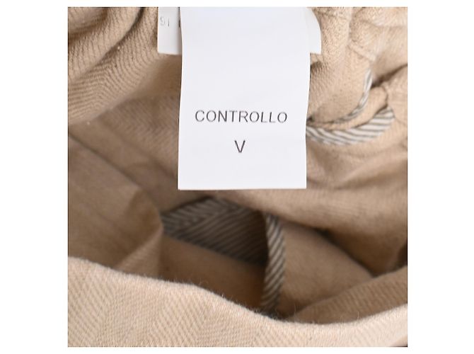 Calça cenoura com cinto Brunello Cucinelli em algodão bege - vista 13