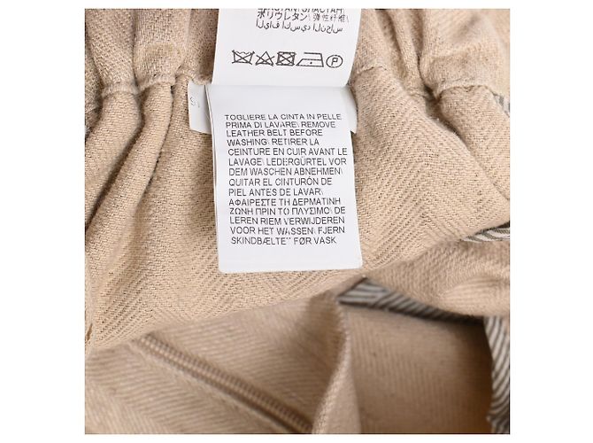 Calça cenoura com cinto Brunello Cucinelli em algodão bege - vista 8