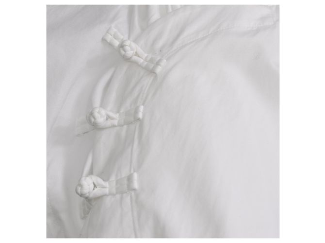 Comme Des Garcons Comme Des Garçons Kurzarmhemd mit Stehkragen aus weißer Baumwolle - Ansicht 10