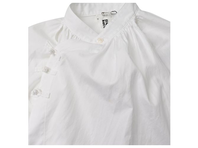 Comme Des Garcons Comme Des Garçons Kurzarmhemd mit Stehkragen aus weißer Baumwolle - Ansicht 5