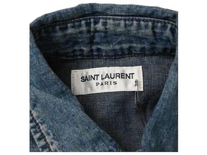 Camisa vaquera con botones Saint Laurent en algodón azul - vista 5