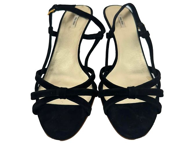 Sandali slingback Miu Miu in scamosciato nero - vista 2