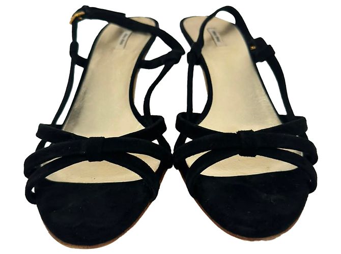Sandali slingback Miu Miu in scamosciato nero - vista 3