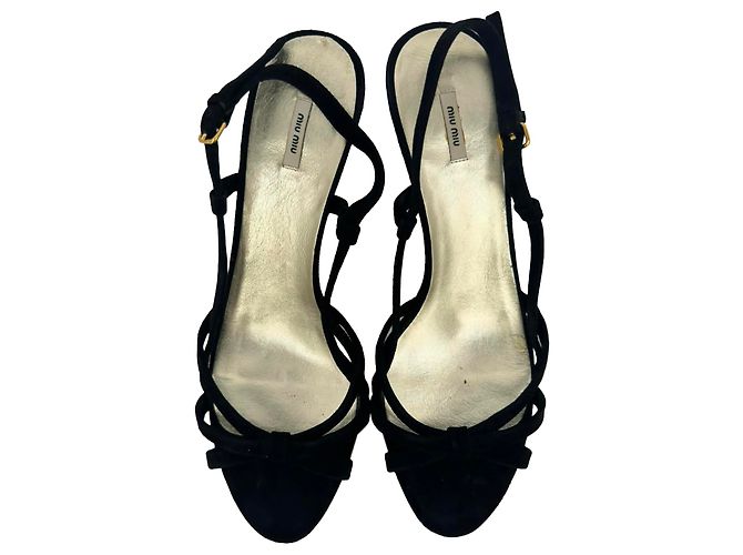Sandali slingback Miu Miu in scamosciato nero - vista 6