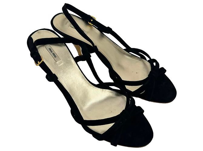 Sandali slingback Miu Miu in scamosciato nero - vista 7