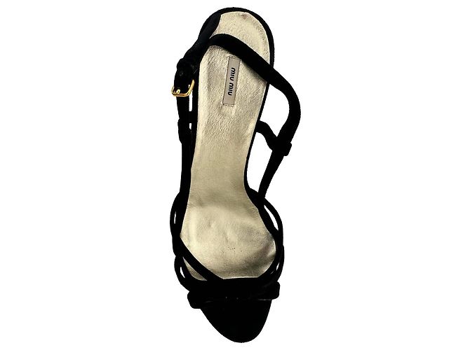 Sandali slingback Miu Miu in scamosciato nero - vista 8