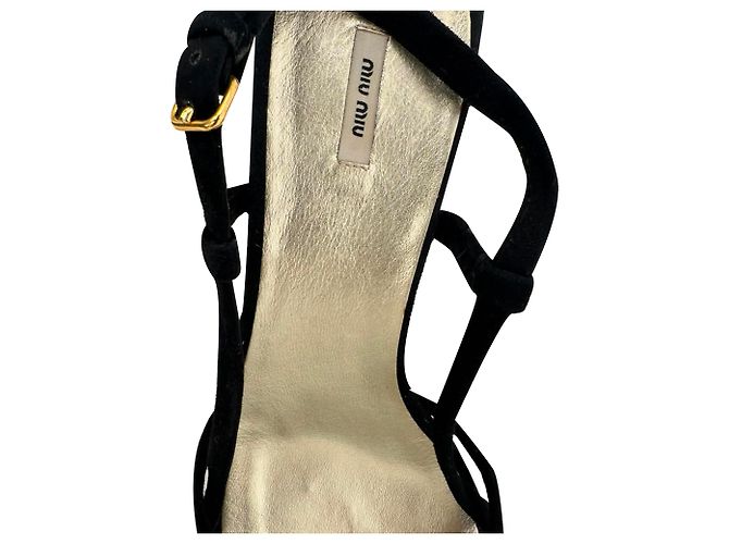 Sandali slingback Miu Miu in scamosciato nero - vista 9