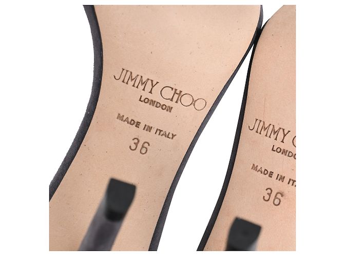 Sandali con tacco Viola di Jimmy Choo in camoscio grigio con nappe - vista 7