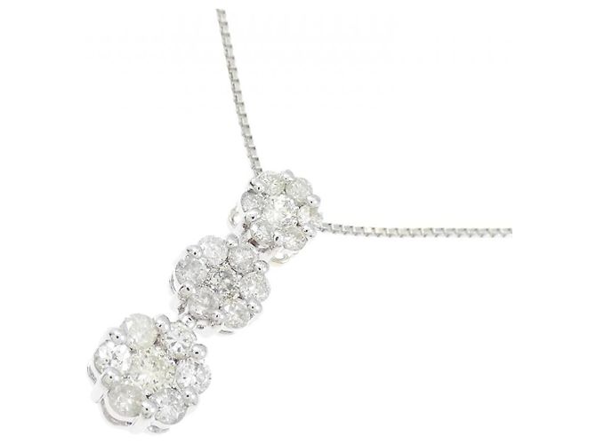 Autre Marque Collana Fiore in Diamanti Au750 Argento - vista 3