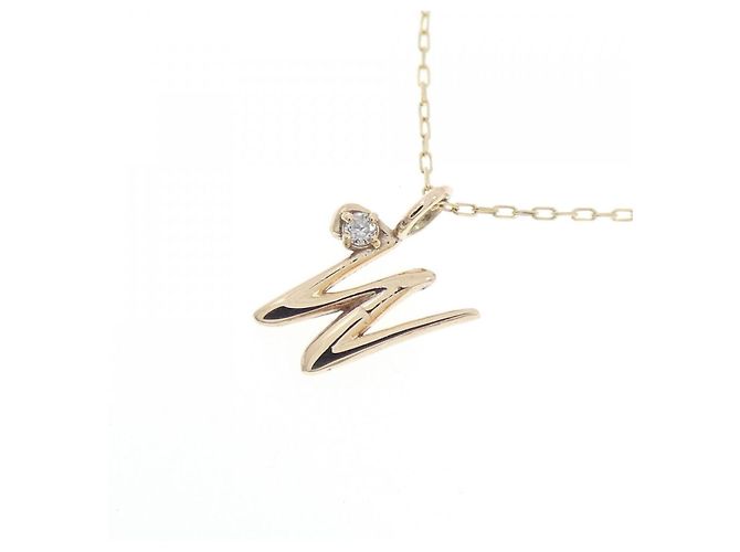 Autre Marque Collana con iniziale in oro giallo K10 e diamante D'oro - vista 3