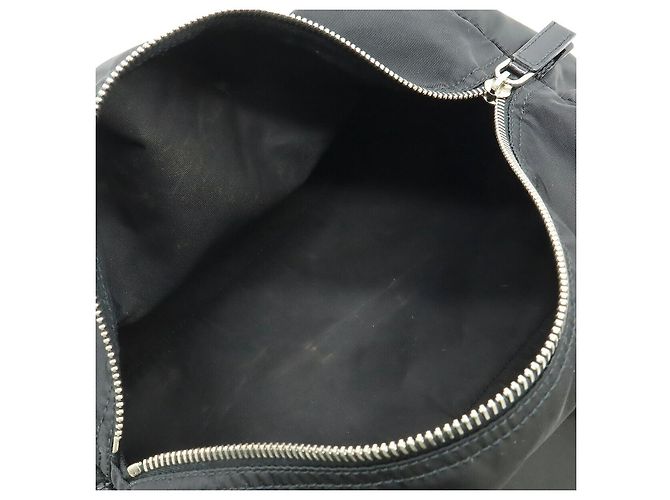 Borsa in nylon e pelle verniciata con logo Triangle Prada Nero - vista 7