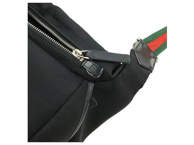 Borsa a tracolla 2way in tela nylon e pelle Gucci Sherry Line Nero Rosso Verde - vista 8