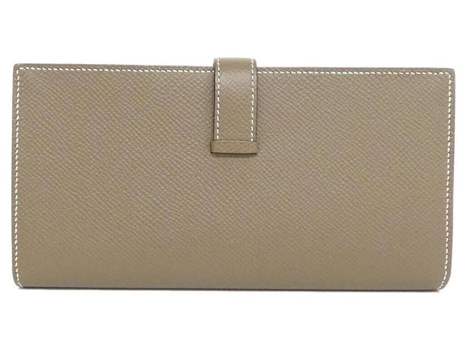 Béarn Hermès Cartera larga Hermes Bearn Souffle Epsom Castaño Gris pardo - vista 2