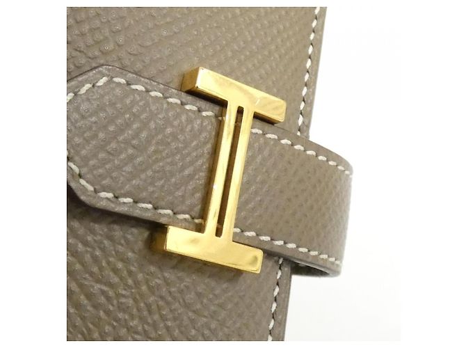 Béarn Hermès Cartera larga Hermes Bearn Souffle Epsom Castaño Gris pardo - vista 5