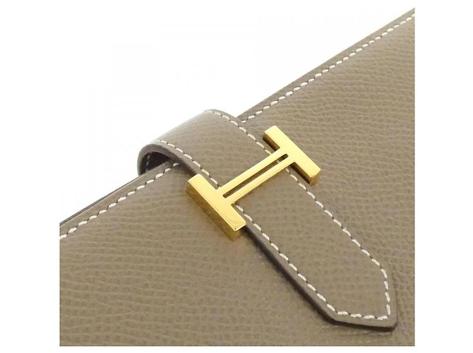 Béarn Hermès Cartera larga Hermes Bearn Souffle Epsom Castaño Gris pardo - vista 6
