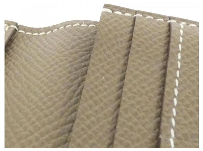 Béarn Hermès Cartera larga Hermes Bearn Souffle Epsom Castaño Gris pardo - vista 9