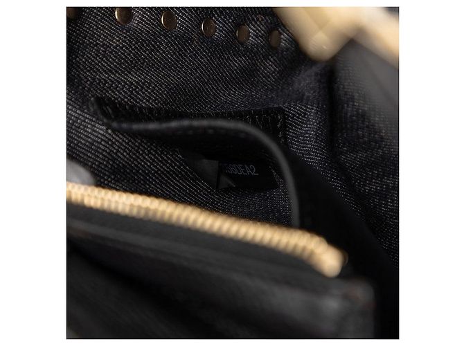 Borsa 2way in denim e pelle Rockstud Valentino Nero Blu - vista 6