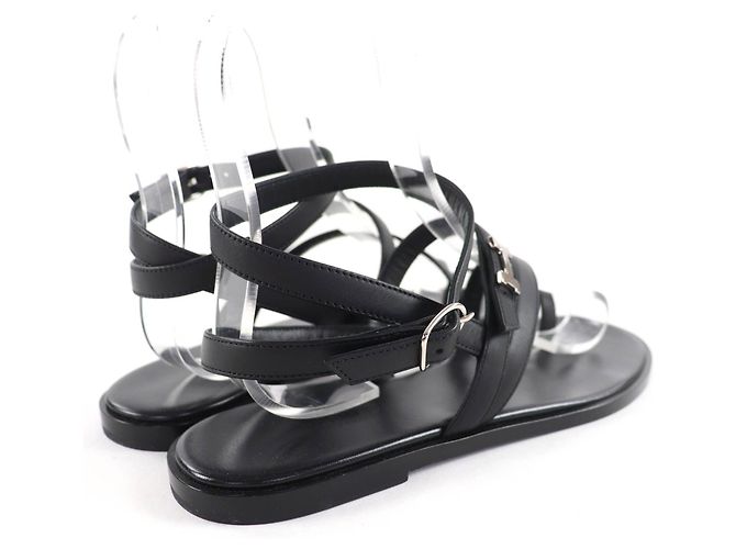 Sandali in pelle Hermès Armoni H logo Nero - vista 3
