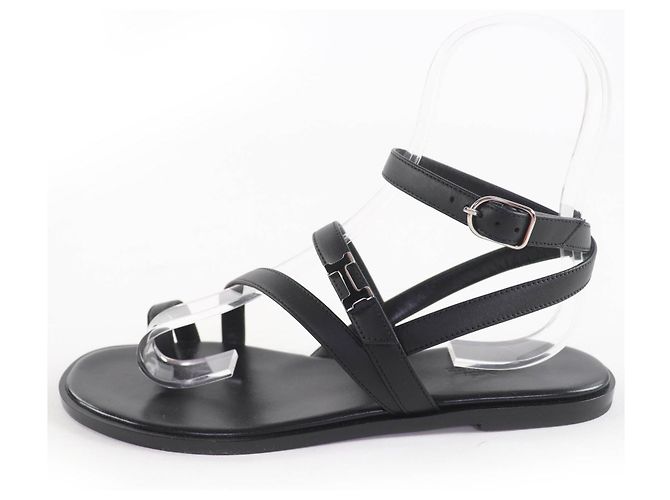 Sandali in pelle Hermès Armoni H logo Nero - vista 5